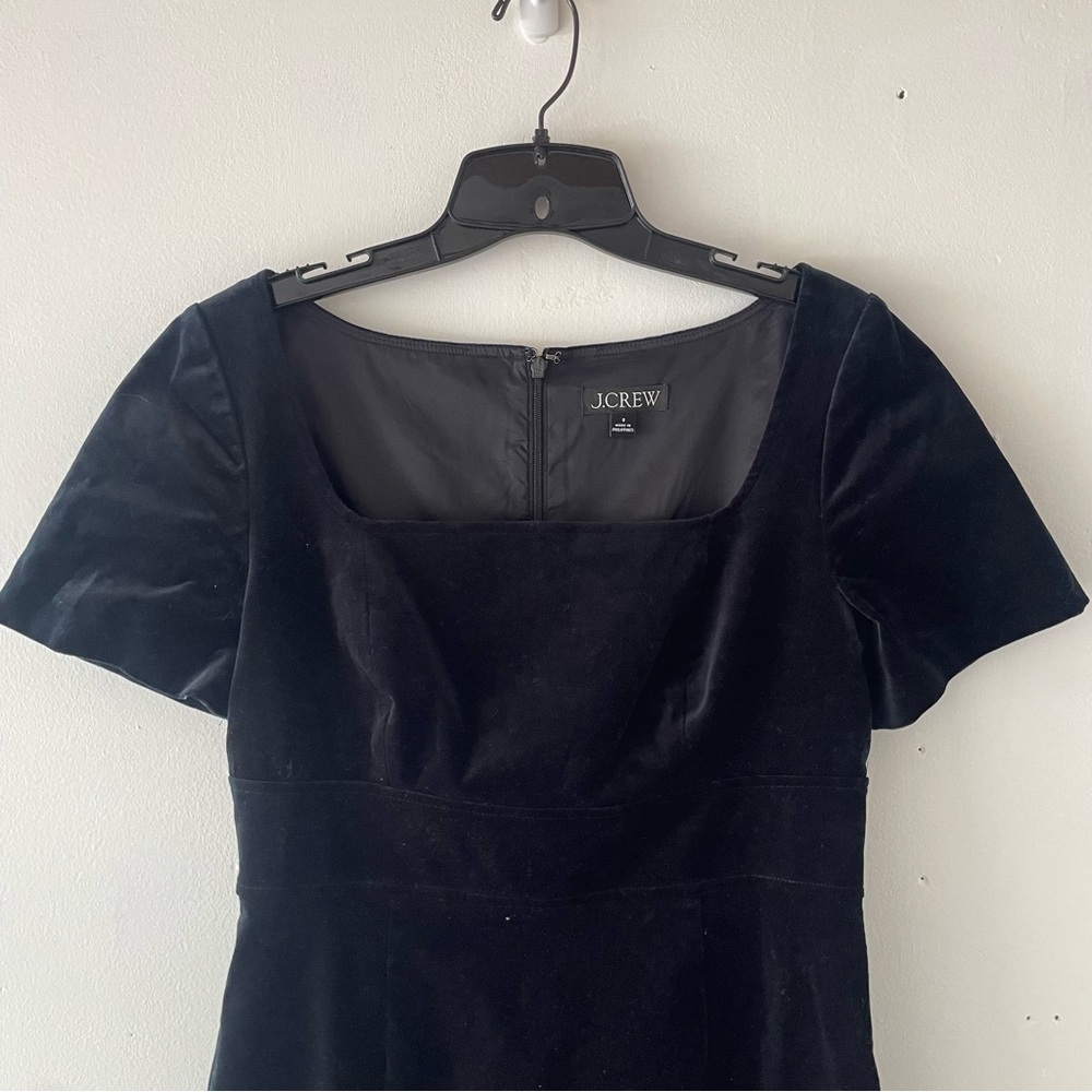 J. Crew square neck sheath dress in stretch velvet black 37517 - Picture 4 of 13
